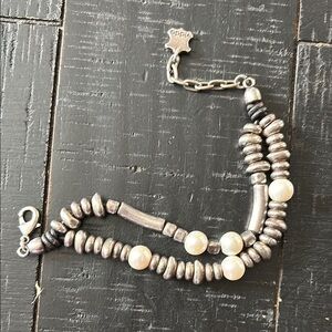 Vidda Spain Pearl Silver Tone Geometric Beaded Multilayer Bracelet​​